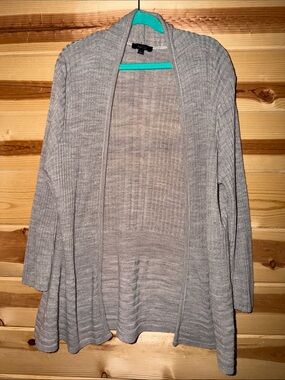 Apt. 9 Light Gray Open-Front Ribbed Cardigan
